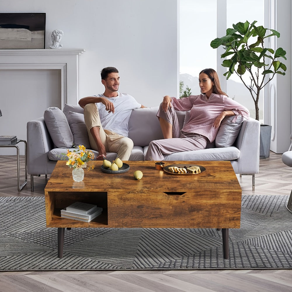 Coffee Table with Hidden Storage for Work, Display, and Everyday Use