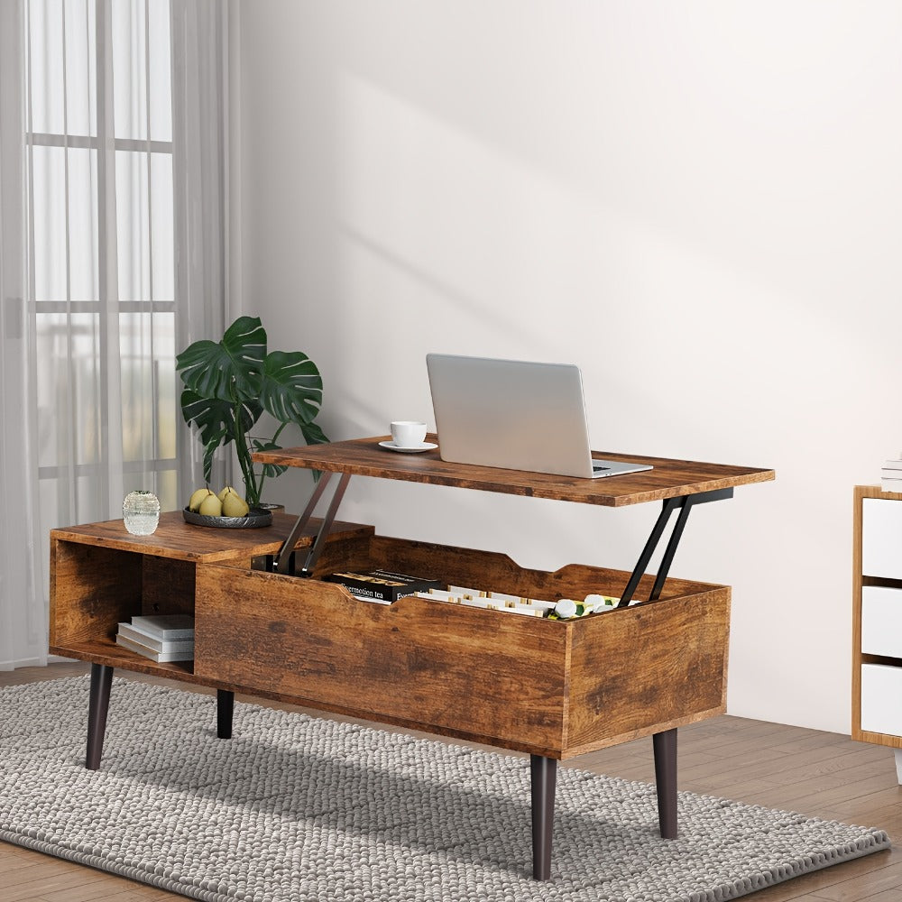 Coffee Table with Hidden Storage for Work, Display, and Everyday Use