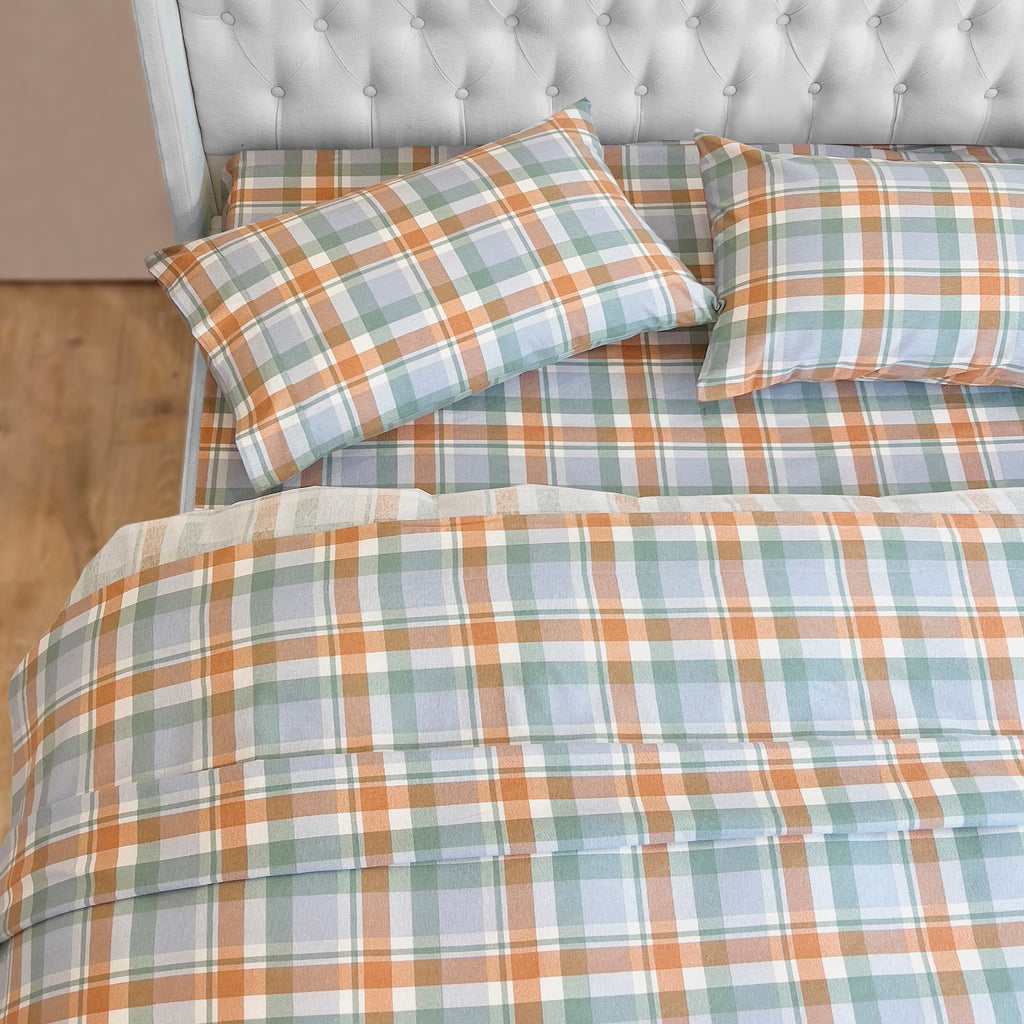 Elegant Comfort Flannel Plaid - 100% Turkish Cotton Flannel, 4-Piece Flannel Sheet Set
