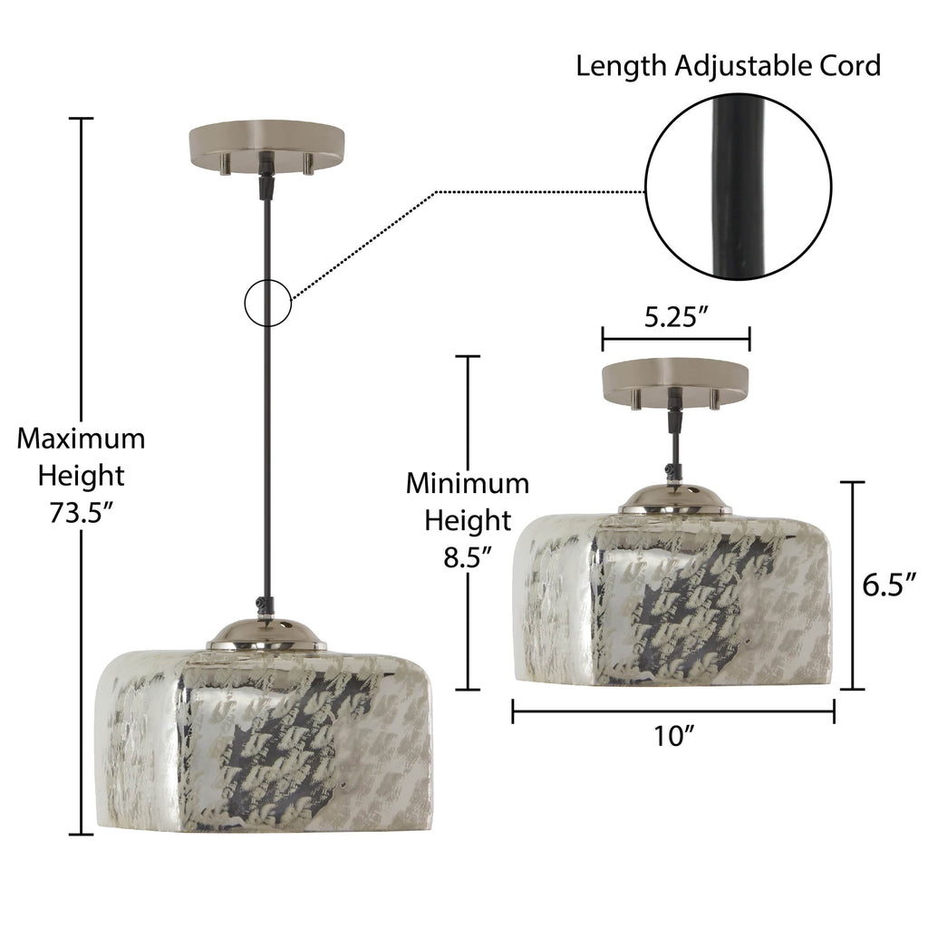 River of Goods Nickel and Silver Square Shade Pendant Light