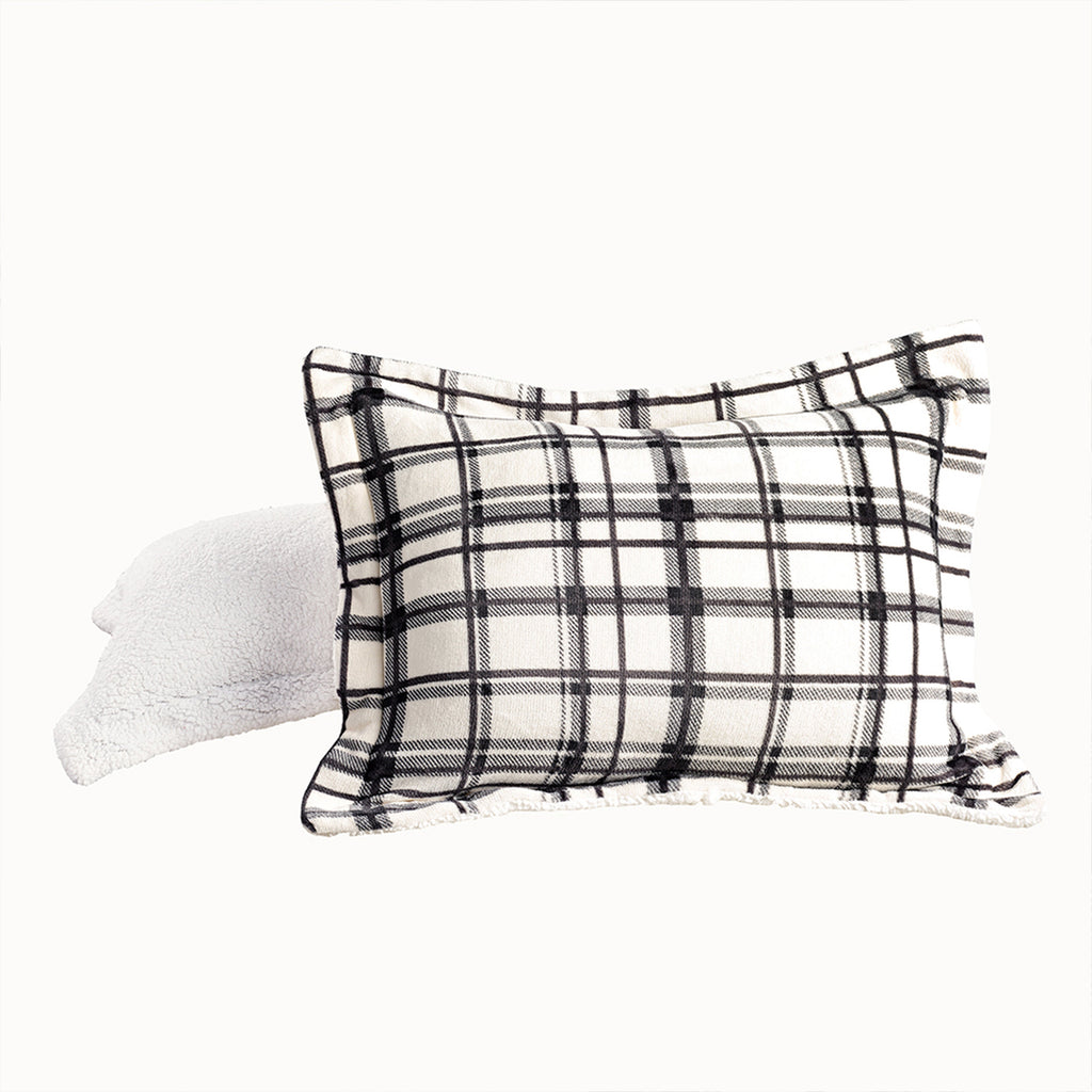 Elegant Comfort 3-Piece Plaid Micro-Suede Reversible Sherpa - Comforter Set