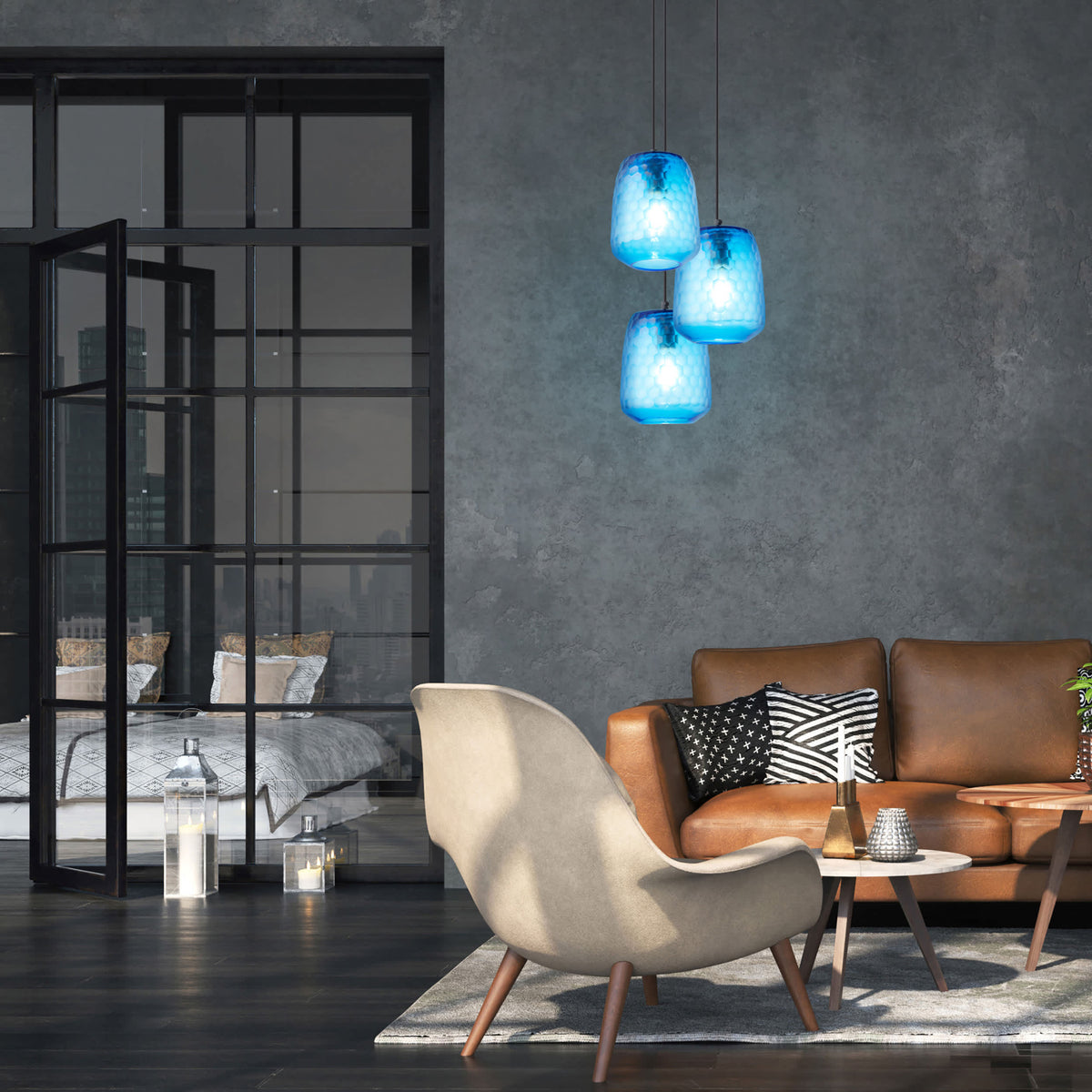River of Goods Hanging Lamp - Blue & Black