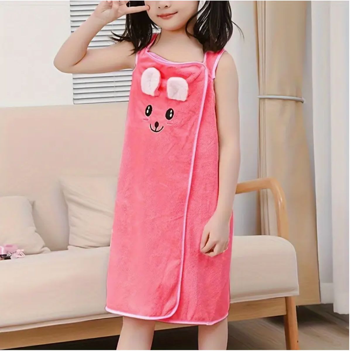 Kids Cute Cartoon Bunny Wearable Bath Towel