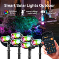 Solar Outdoor Spotlights RGB Smart Color Changing, App & Voice Control, Music Sync, 16M Colors, 14H Battery