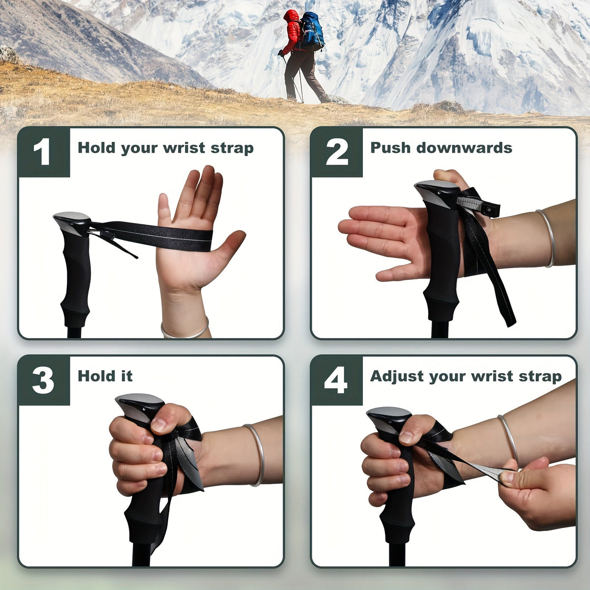 Aluminum Trekking Poles Set of 2 – Lightweight Quick-Lock Foldable Hiking Sticks with Ergonomic Non-Slip Grips, Rubber Tips & Carrying Case for Men & Women, Camping & Travel