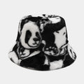 Panda Pattern Plush Bucket Hat – Foldable, Warm, All-Season