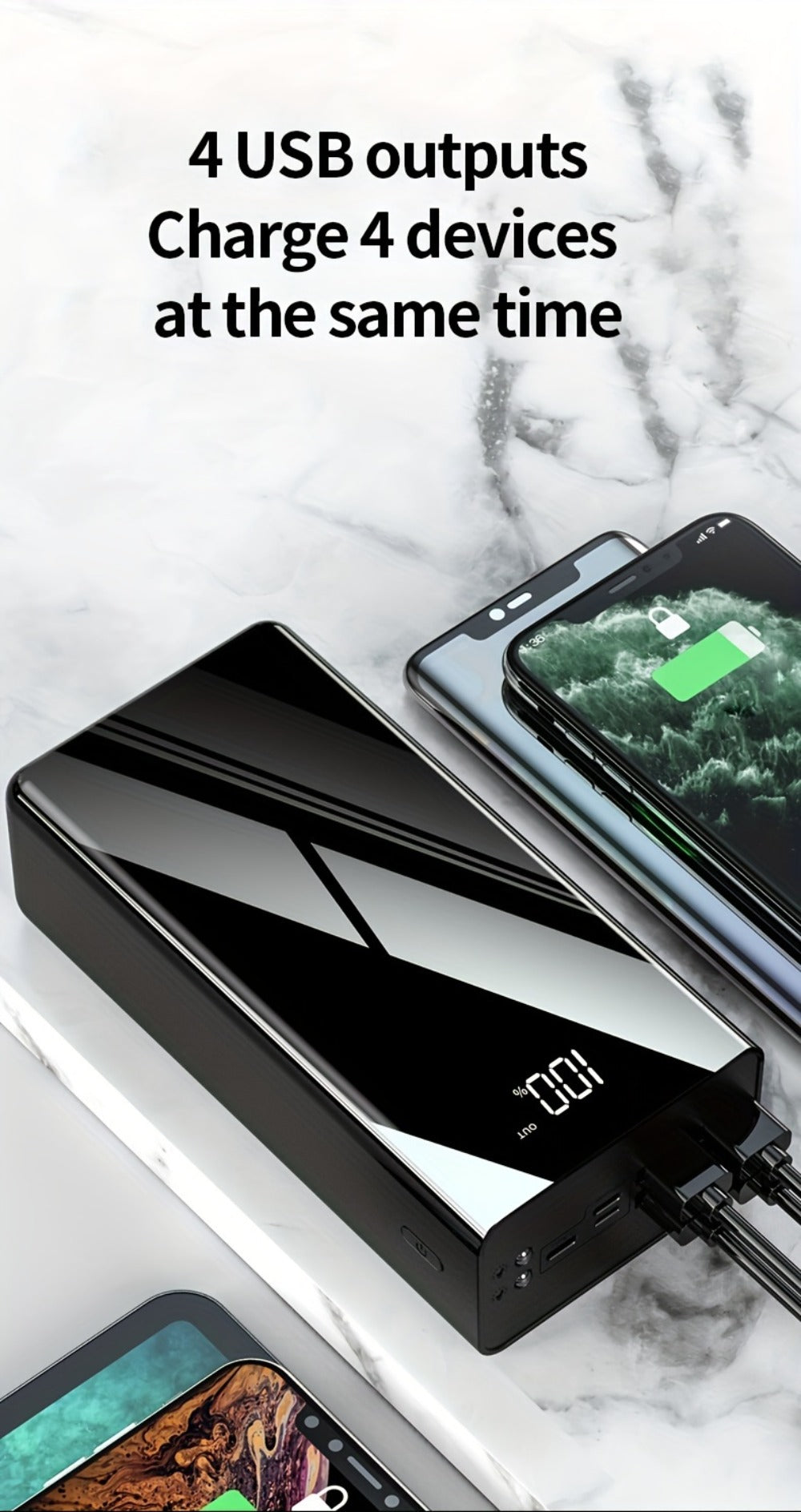 Power Bank 50000mAh 22.5W with Dual Input and Output Ports, Digital Display and LED Flashlight