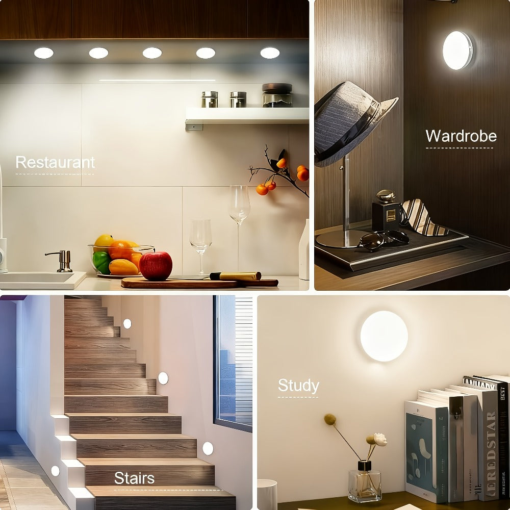 Motion Sensor Night Light, Wireless USB Rechargeable, Dimmable Wall Lamp Dual Mode PIR for Home Cooking