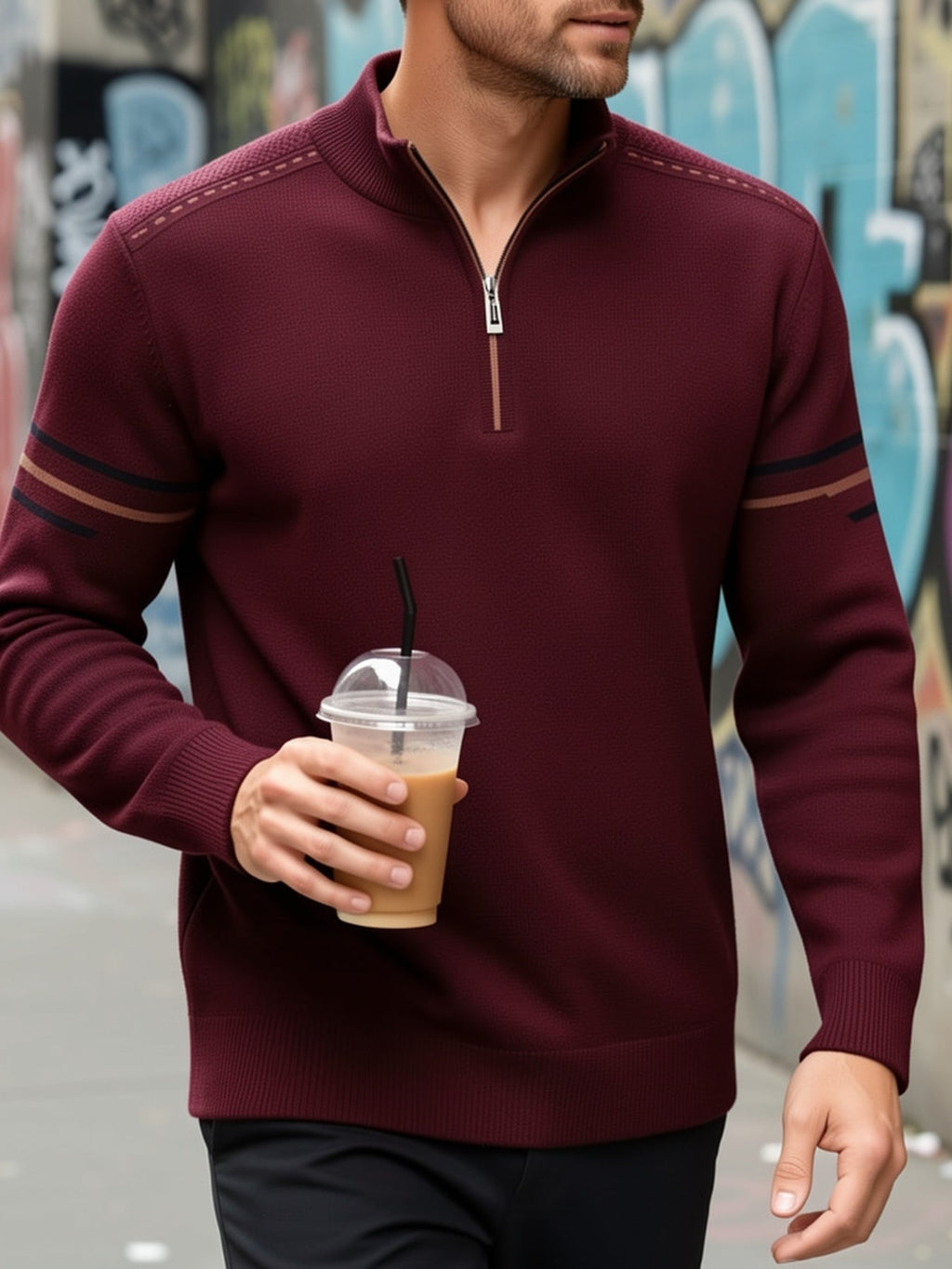 Alden | Strickpullover mit Reißverschlusskragen