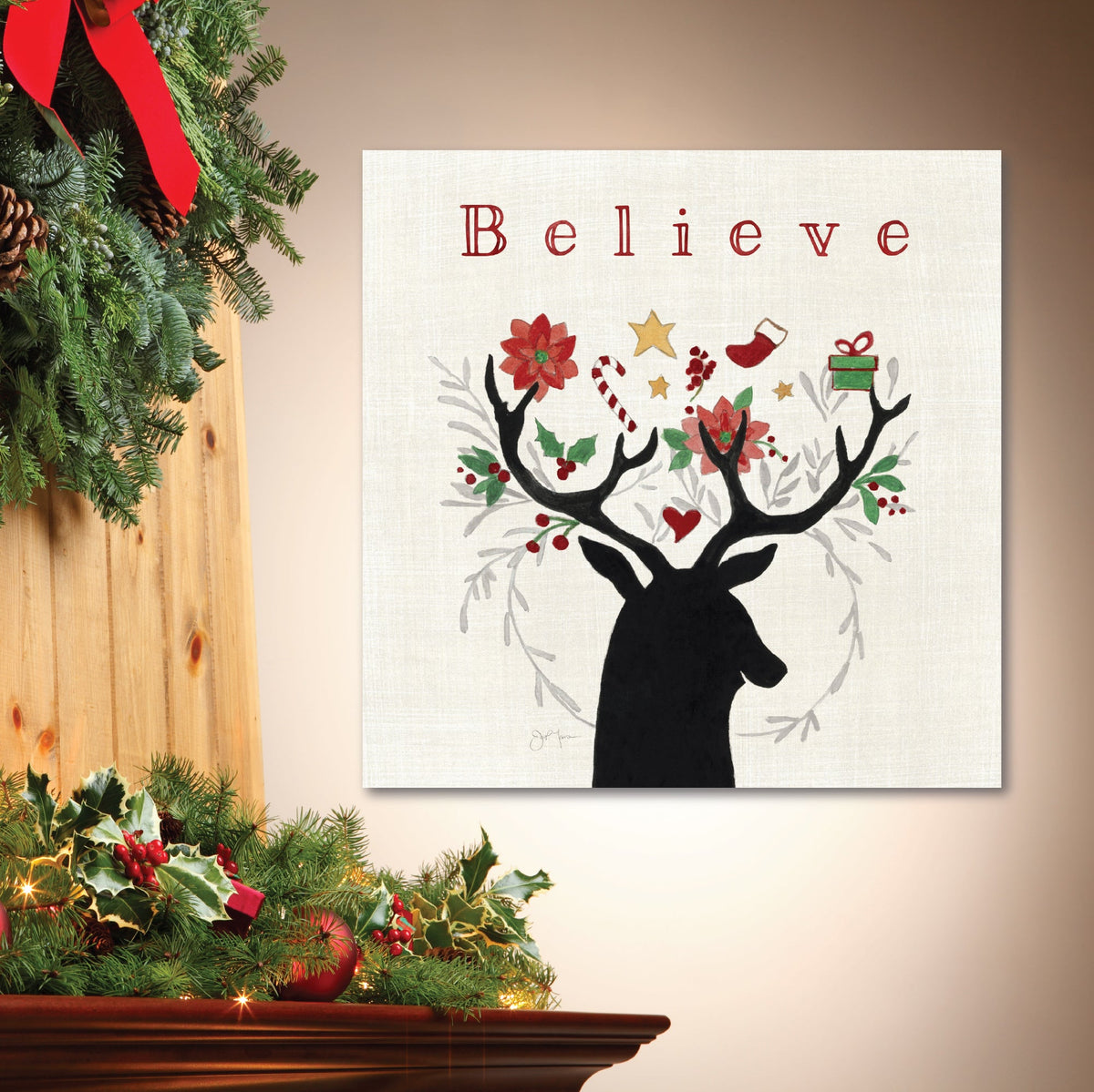 Believe Reindeer Gallery-Wrapped Canvas Wall Art