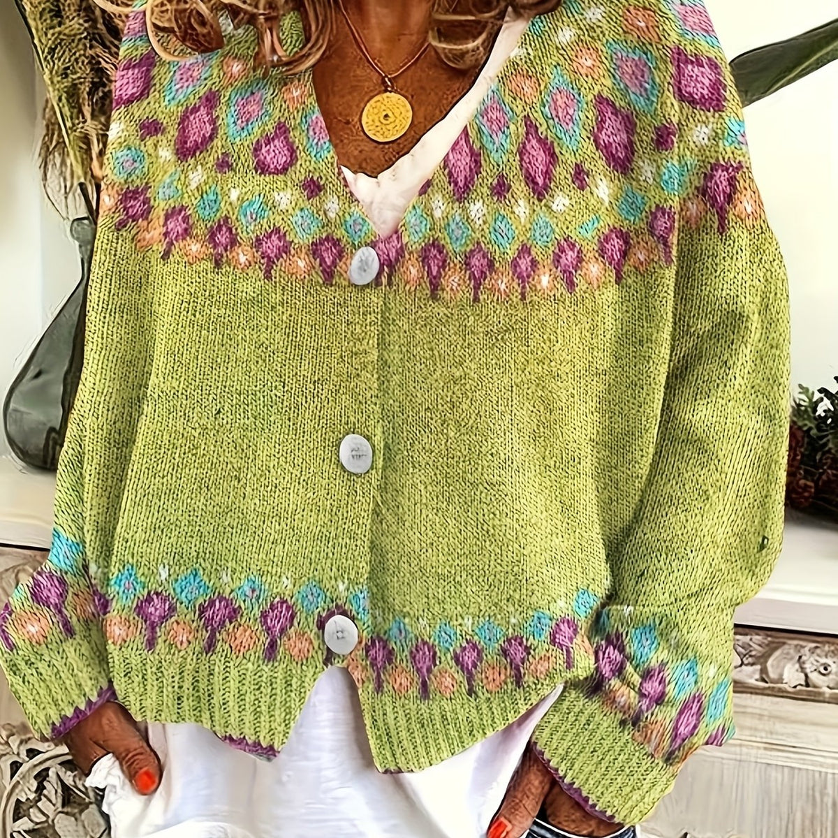 Maribel | Fair Isle Knit Cardigan