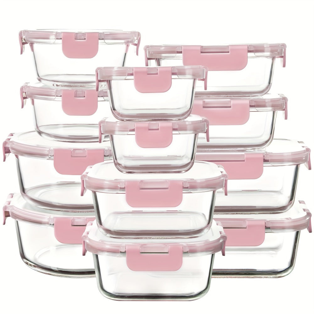 Glass Food Storage Containers for Meal Prep, Airtight Borosilicate Kitchen Boxes, Microwave and Freezer Safe