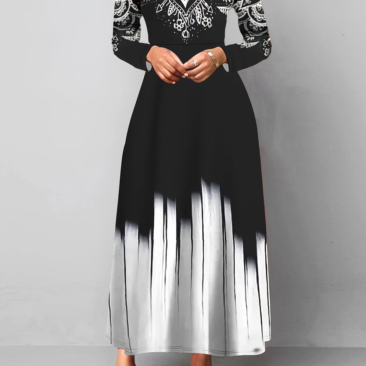 Rosalyn | Maxikleid in A-Linie mit kunstvollem Druck