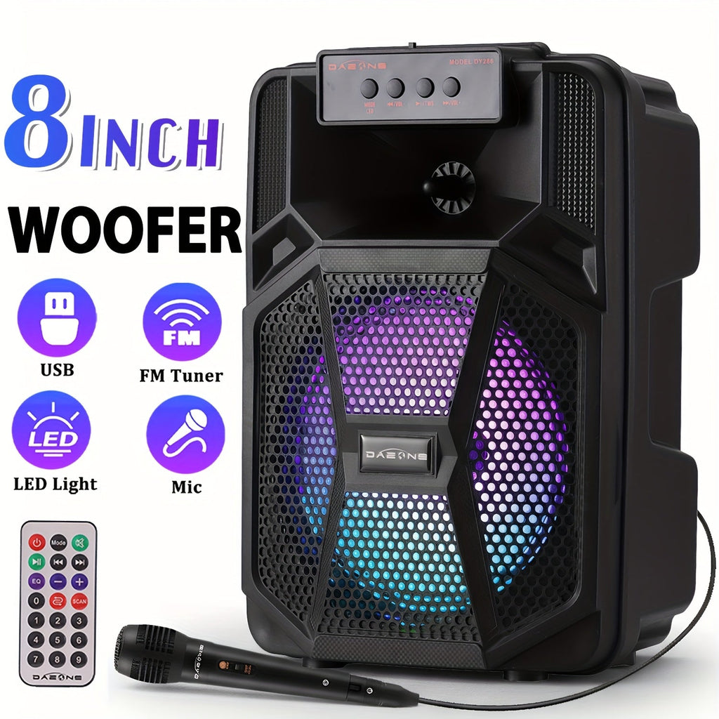 PA Speaker Karaoke Machine 3000W with Dual 6.5" Woofers, Bluetooth Wireless, FM Radio, Party Lights