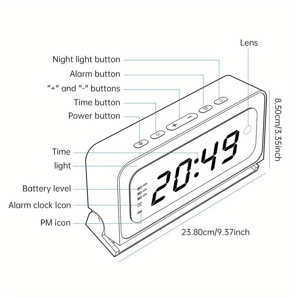 Security Camera 2K Clock-Format Model with Dual-Band WiFi, Color Night Vision, Motion Detection and Two-Way Talk