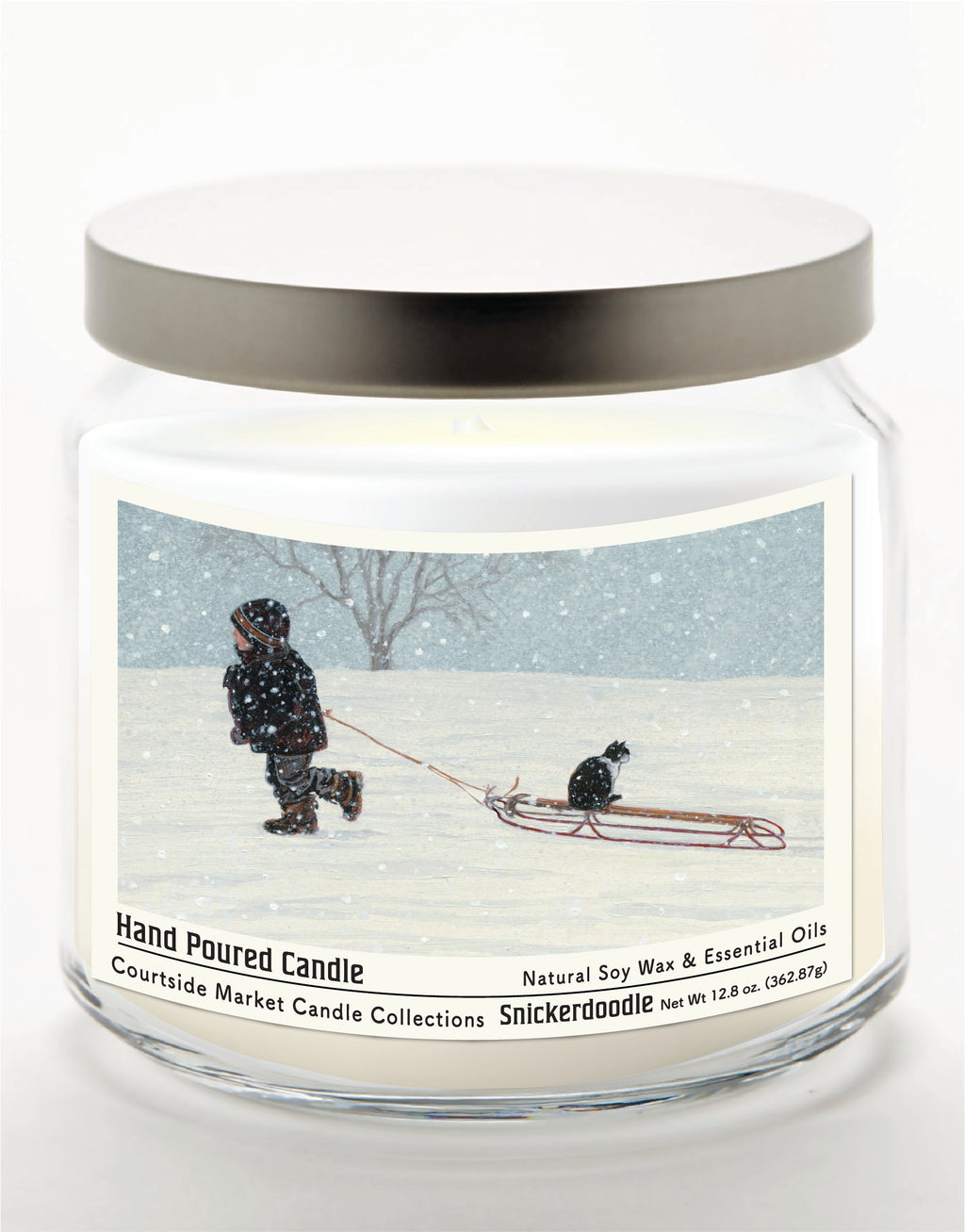 All Aboard 12.8 Oz Candle Glass Jar with Brushed Silver Metal Lid