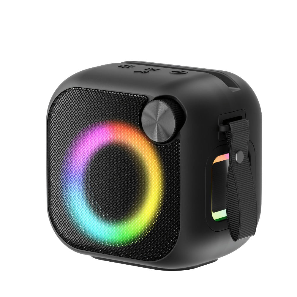 Portable Bluetooth Speaker 4-in-1 Compact Model with RGB Ring, Built-In Sling, Type-C, USB, TF, AUX and FM