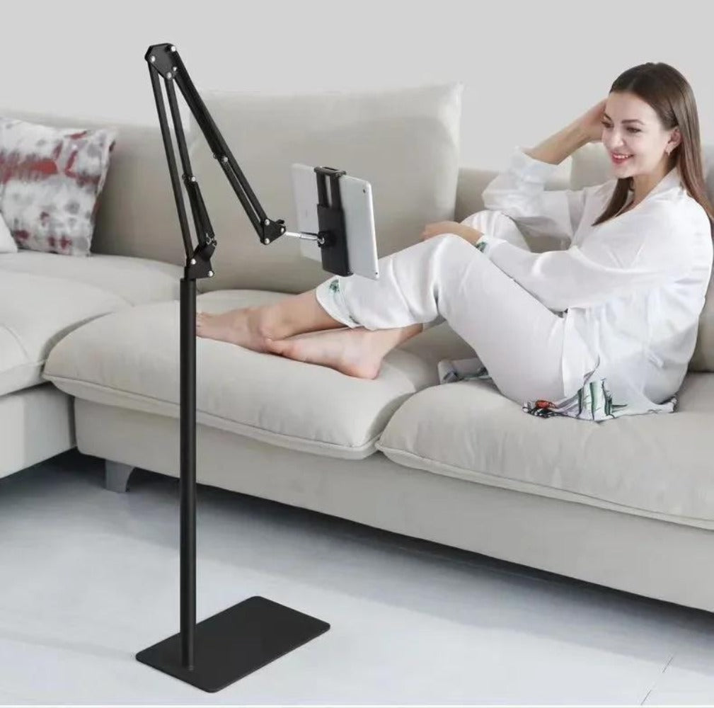 Phone Stand with Flexible Gooseneck Arm and Rotating Holder, 68.9-Inch Metal Support for Hands-Free Viewing