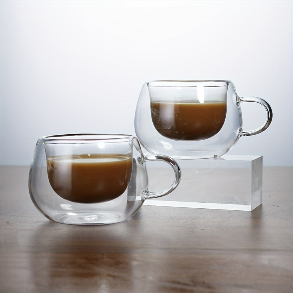 Glass Coffee Cups with Handle Insulated Transparent Borosilicate Espresso for Entryways and Bedrooms and Living Spaces