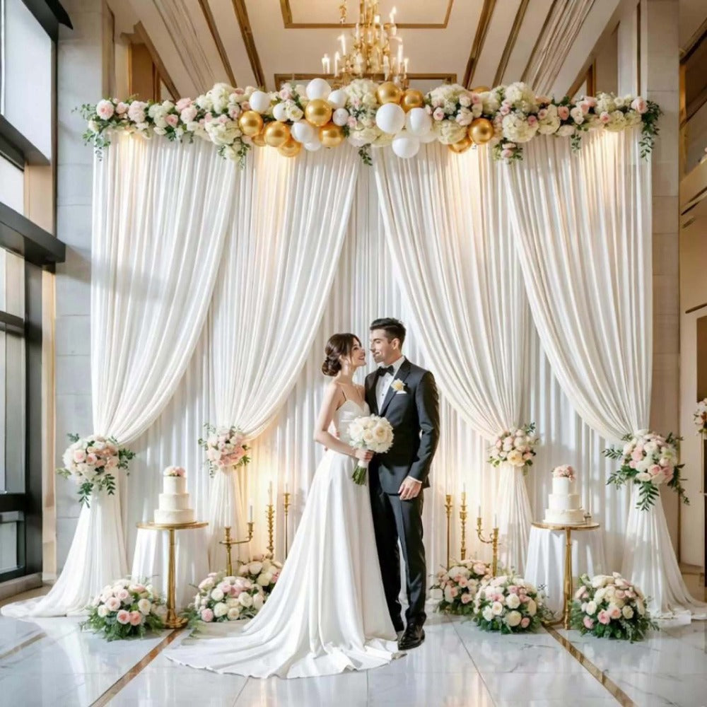 Party Backdrop Curtains 2pcs 59x118 Inch with Poles Wrinkle-Resistant Non-Transparent Fabric for an Everyday Personal Care Routine