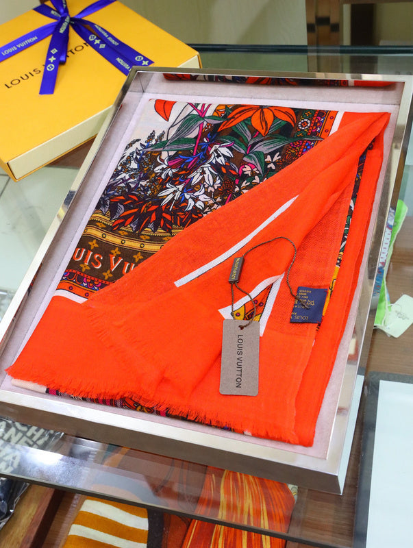 Louis Vuitton Botanical Floral Monogram Scarf – Orange & Multicolour