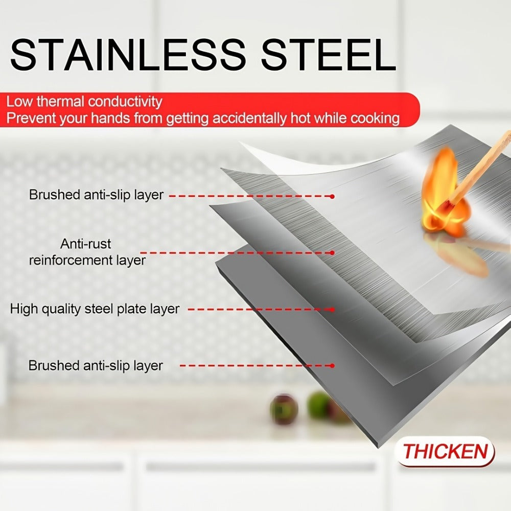 Stainless Steel Splatter Screen 4-Sided Foldable Stovetop Grease Guard - 31.5" Oil Splash Shield for Frying Pan