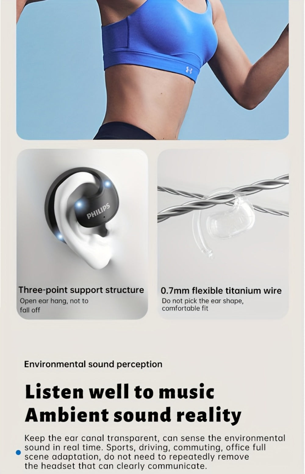 Wireless Earbuds Philips Black Stereo with Touch Volume, Noise-Cancelling Mic and Type-C Case