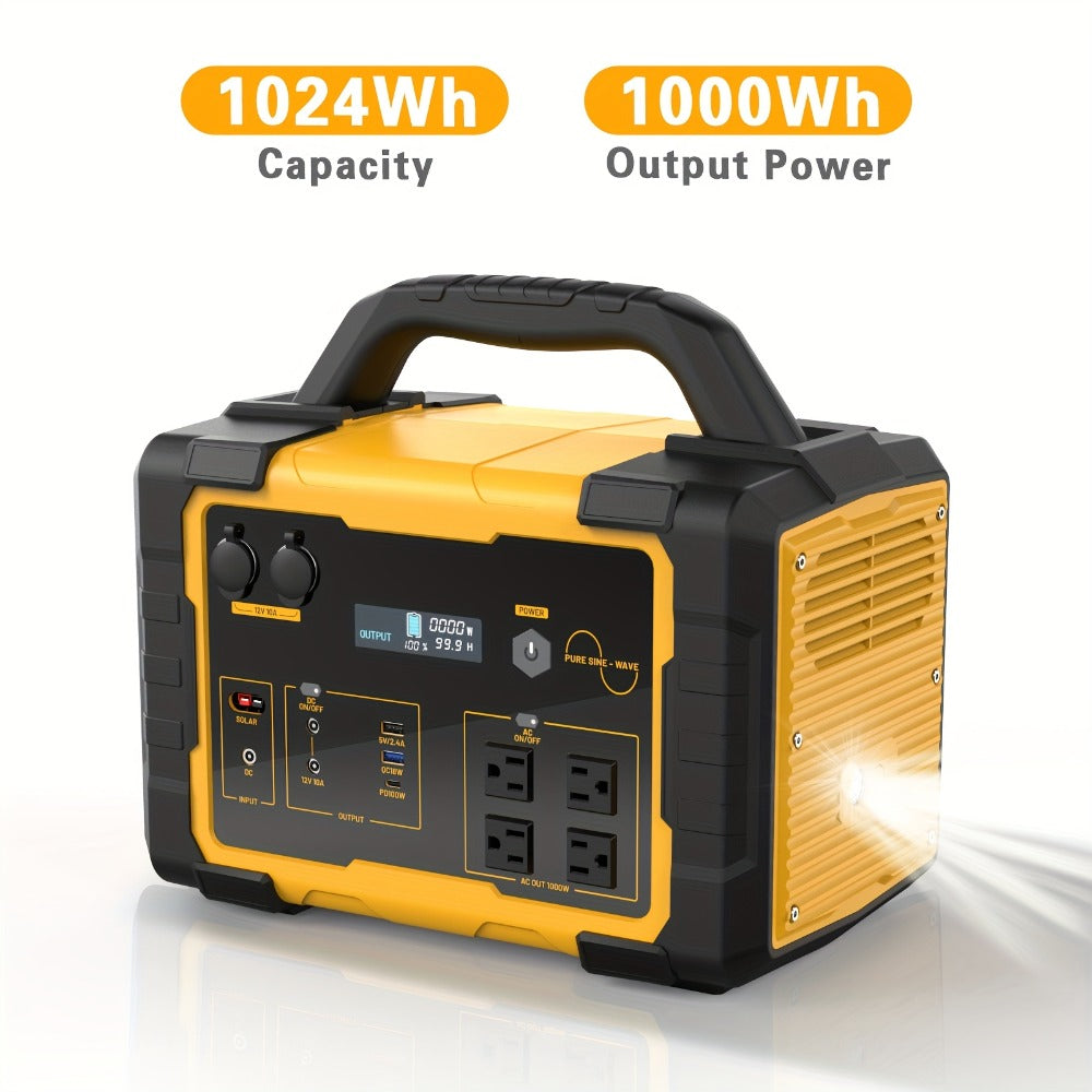 Portable Power Station 1075Wh/294Wh – 1000W/300W Solar Generator, Lithium Battery, 120V AC Outlet, for RV, Camping, Hiking, Fishing & Emergency Backup
