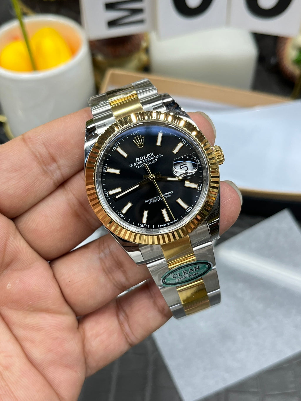 Rolex Datejust 41 – Two-Tone Steel Yellow Gold Fluted Bezel Black Dial Oyster Bracelet