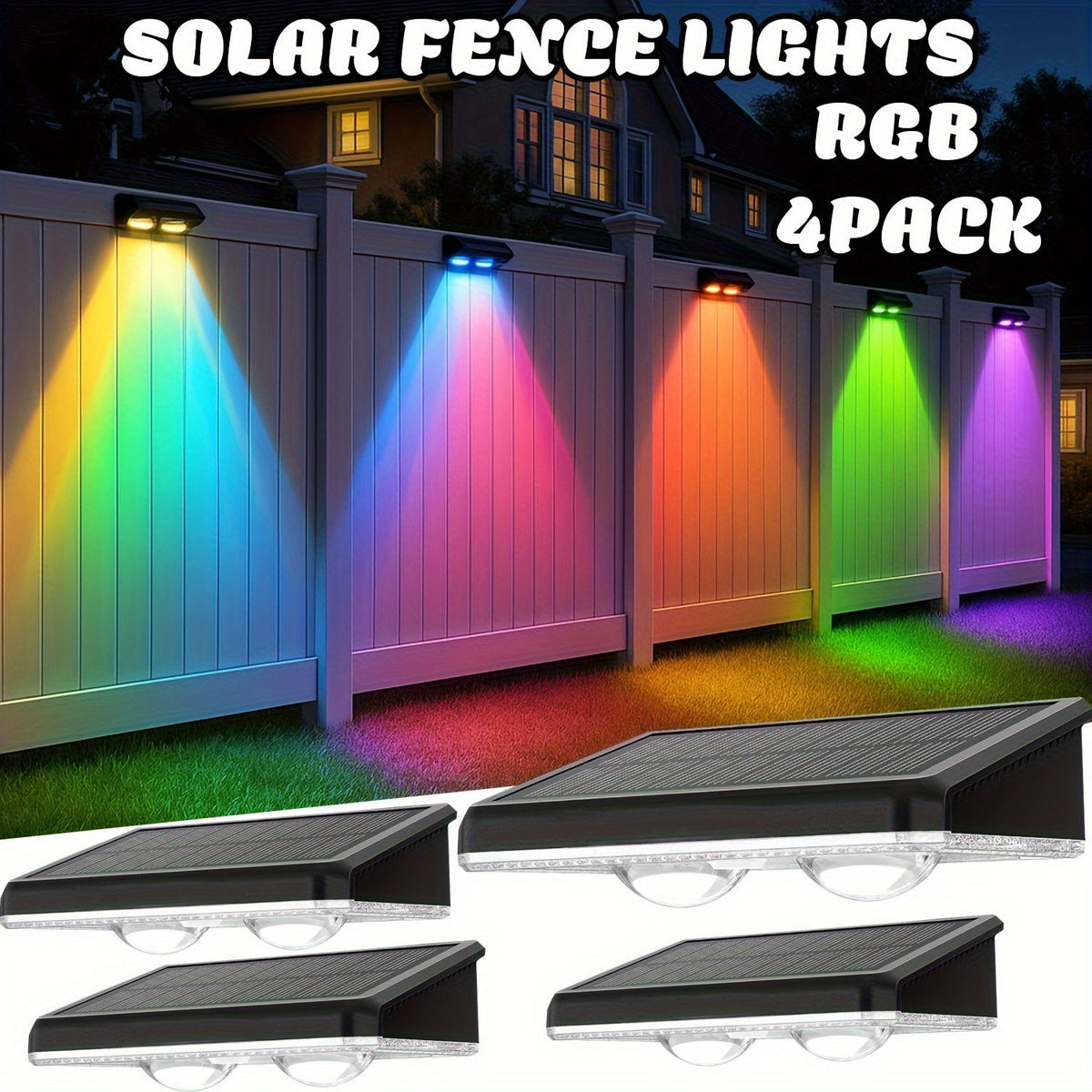 Solar Garden Light, Fence Wall Fixtures 9 Modes, Dusk Sensor and 4 or 8-Pack for Outdoor Garden Decor