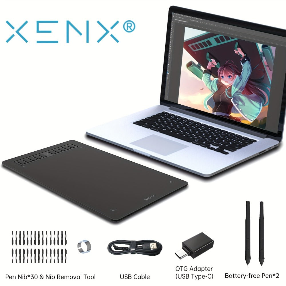 Graphics Drawing Tablet, XENX 10 x 6.22 Inch, 8192 Pressure Sensitivity Battery-Free Passive Stylus