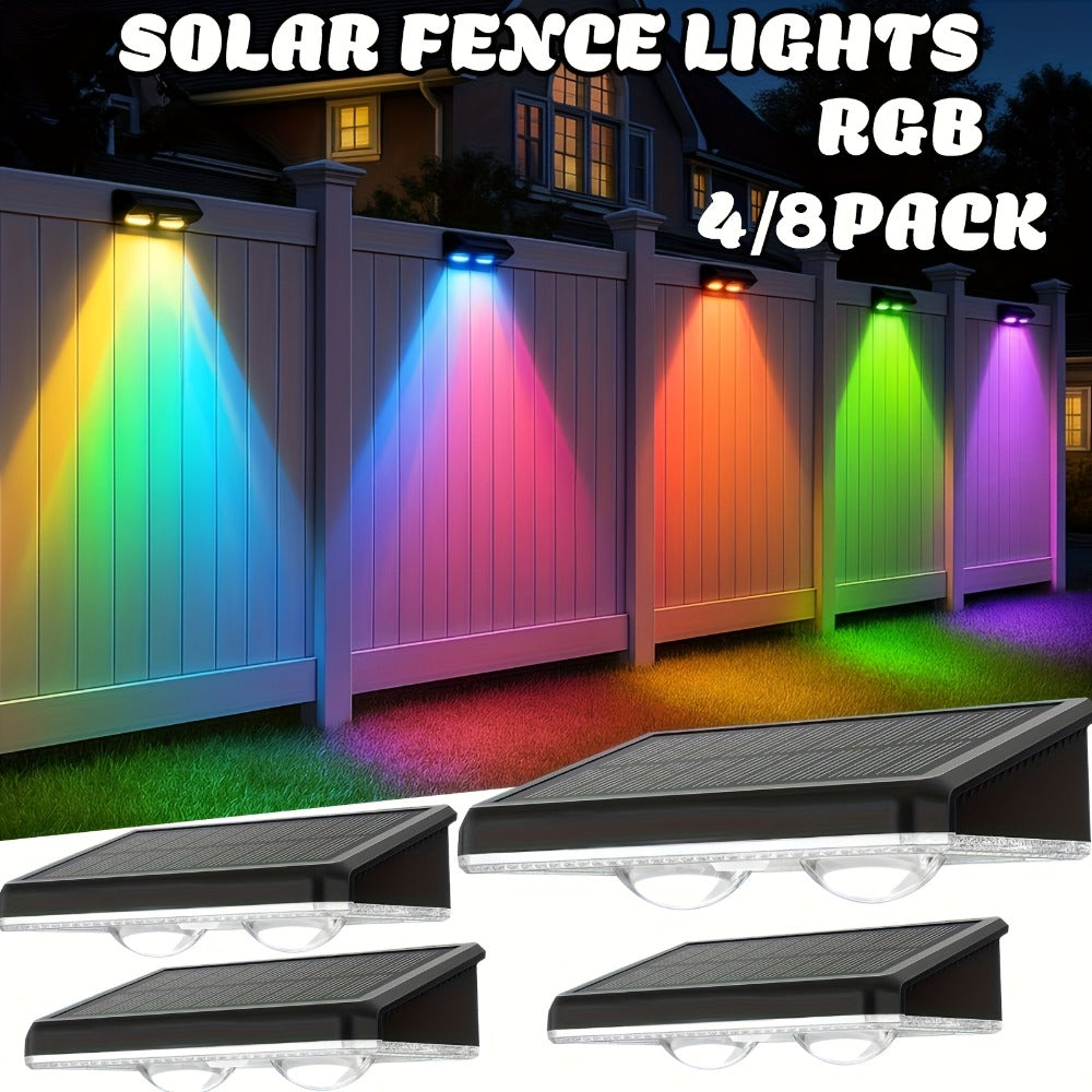 Solar Garden Light, Fence Wall Fixtures 9 Modes, Dusk Sensor and 4 or 8-Pack for Outdoor Garden Decor