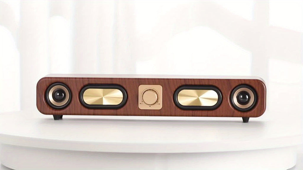 Classic Vintage 10W Bluetooth Desktop Soundbar with Dual 2-Inch Speakers, USB & 3.5mm AUX & TF Card Input