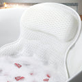 Contoured Bathtub Neck and Back Cushion with 4D Air Mesh, Suction Cups and White or Gray Finish