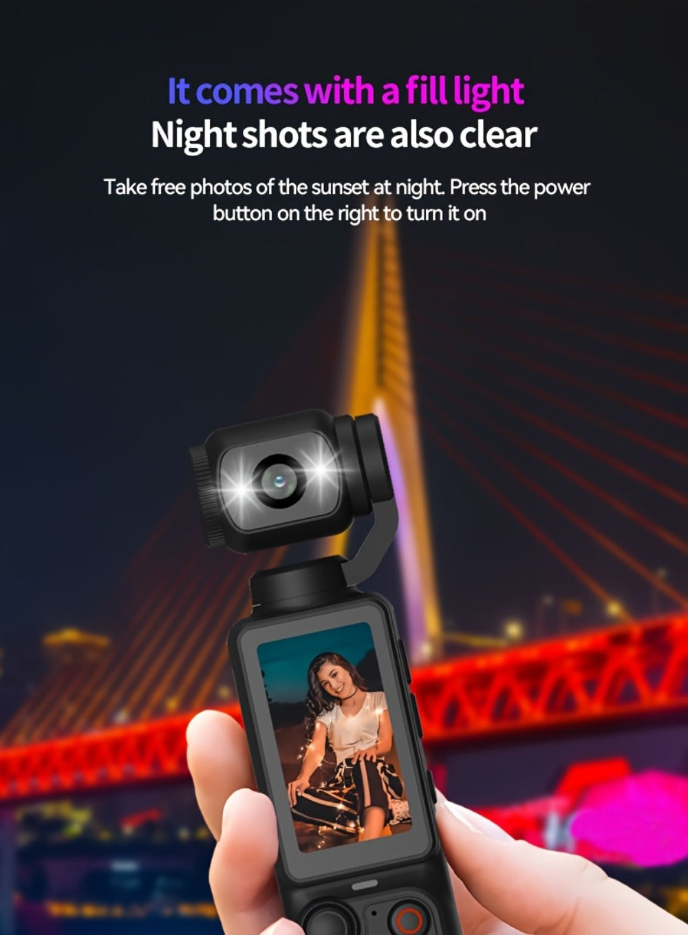 W&O 4K-Labeled Pocket Action Camera with 180-Degree Rotating Lens, 1.9-Inch Screen and 2000mAh Battery Marking