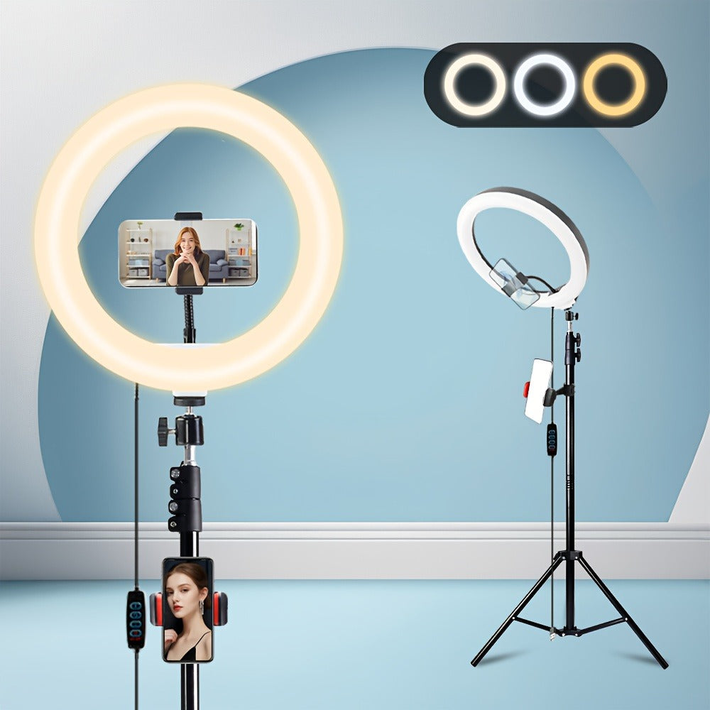 Ring Light 12 Inch Adjustable Brightness RGB with 63 Inch Floor Stand for Photo Selfie Video for an Everyday Personal Care Routine