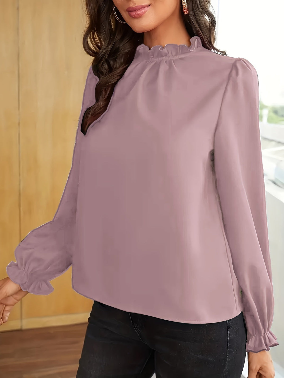 Katherine | Bluse mit Puffärmeln und Rüschenkragen