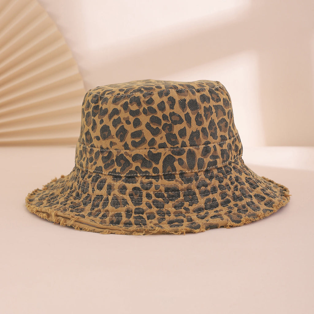 Pickens Bucket-Hat mit Leopardenmuster-Besatz – breite Krempe, Vintage-Mode