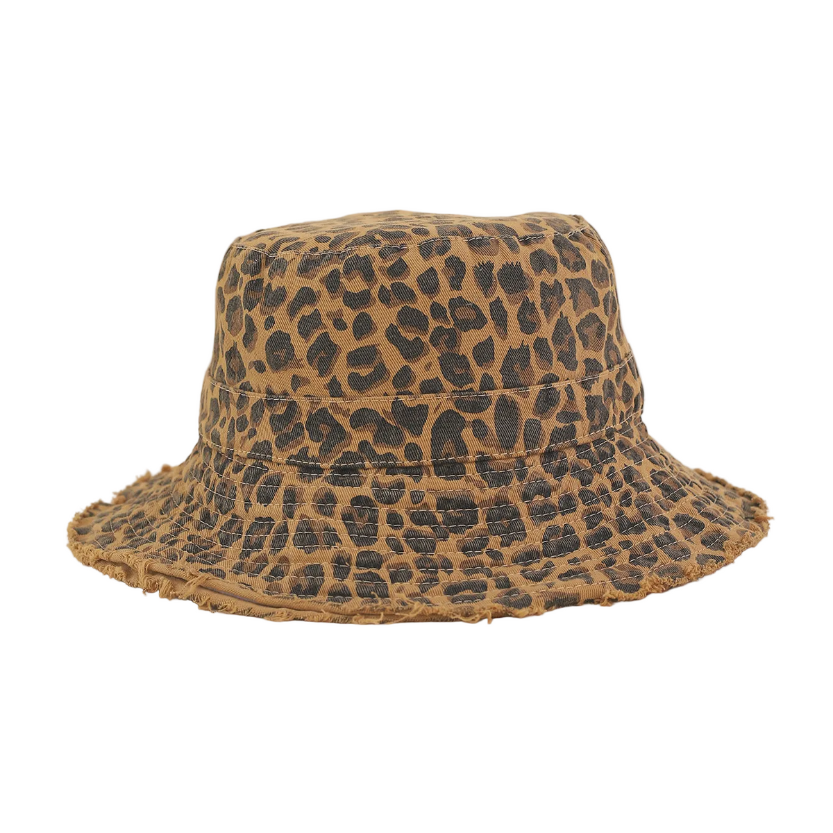 Pickens Bucket-Hat mit Leopardenmuster-Besatz – breite Krempe, Vintage-Mode