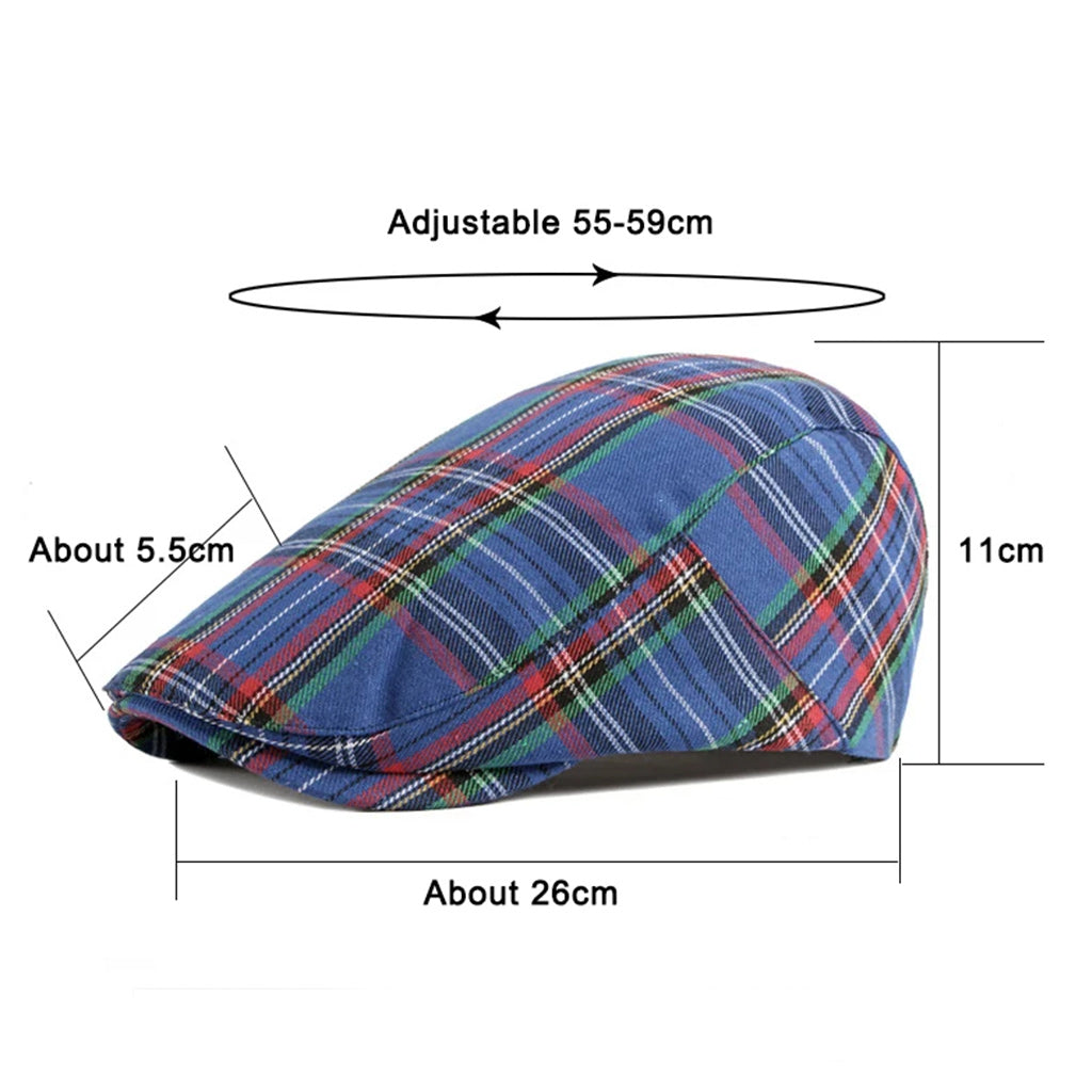 Vintage Plaid Adjustable Ivy Gatsby Flat Newsboy Cap