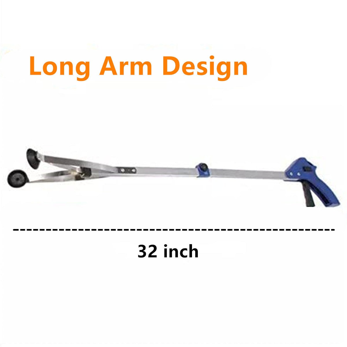 32-Inch Foldable Reacher Grabber 2-Pack with Aluminum Extenders, Rubber Suction Cup Grippers and Ergonomic Handles