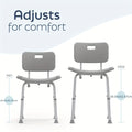 Aluminum Shower Chair 6-Level Adjustable Height Bath Stool Extra Wide Seat Tool-Free Assembly for Entryways, Bedrooms and Living Spaces