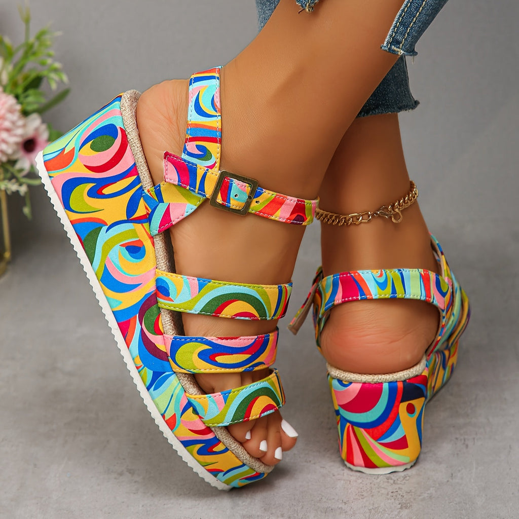 Vanessa | Stylishe Plateausandalen mit Knöchelriemen