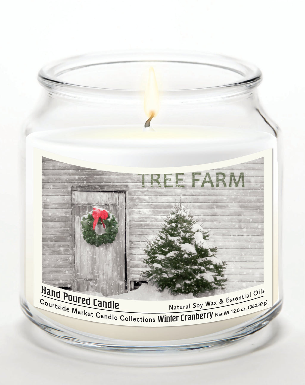 Tree Farm 12.8 Oz Candle Glass Jar with Brushed Silver Metal Lid
