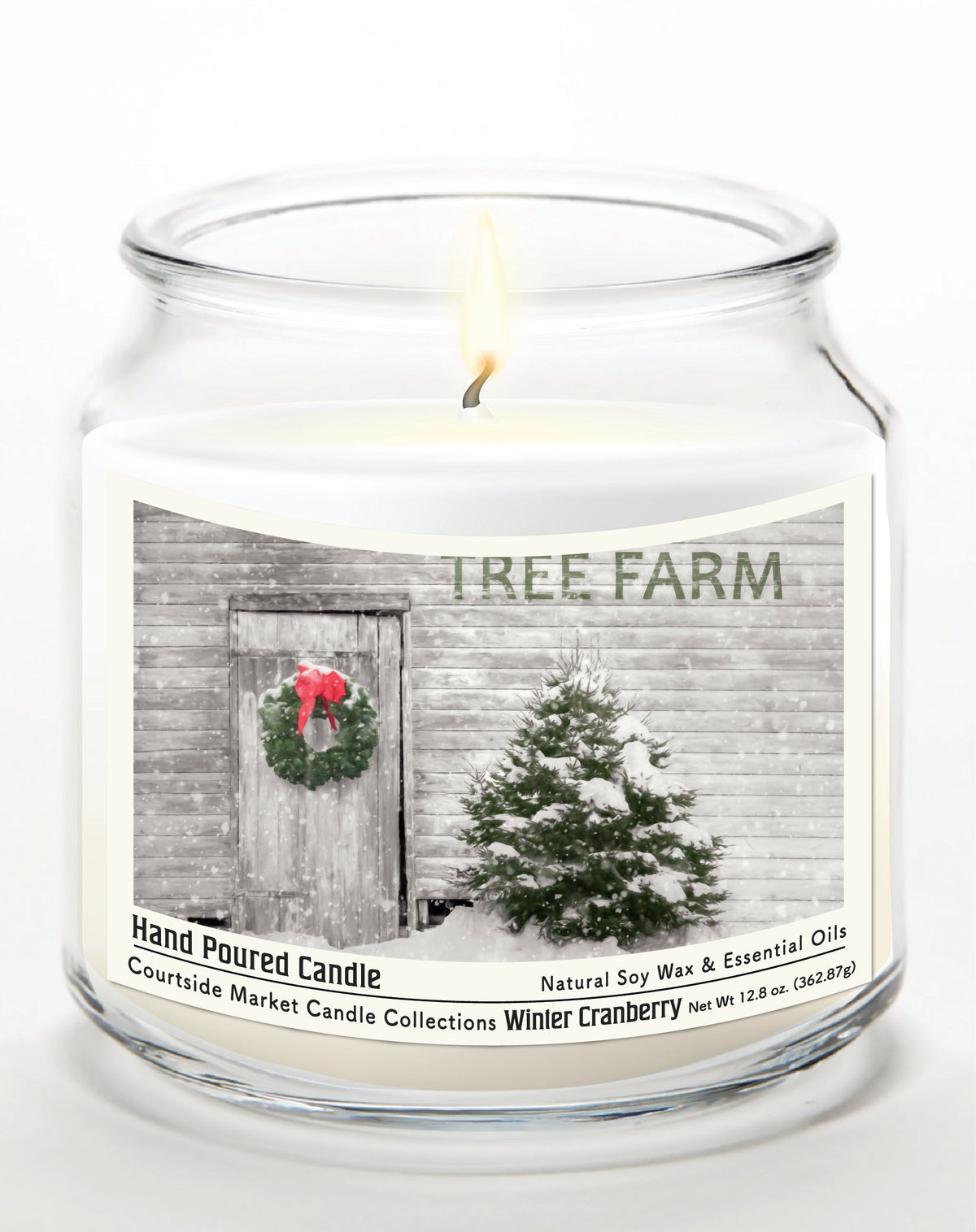 Tree Farm 12.8 Oz Candle Glass Jar with Brushed Silver Metal Lid