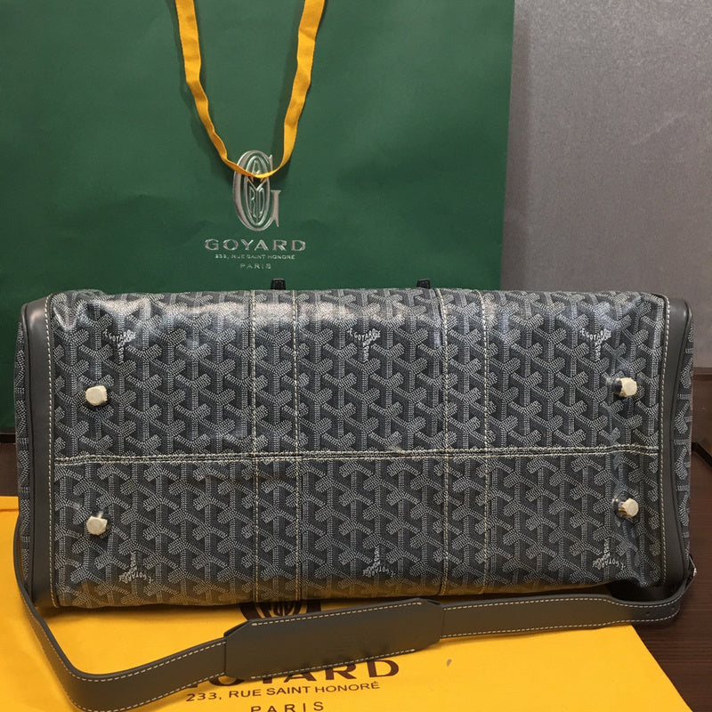 Goyard Boeing 55 Travel Bag – Black Goyardine Canvas Black Leather Silver Hardware
