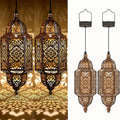 Solar Lanterns Outdoor 2 Pack Moroccan Cut-Out Design Garden Pathway Patio Lantern Lights Gold Purple White Copper