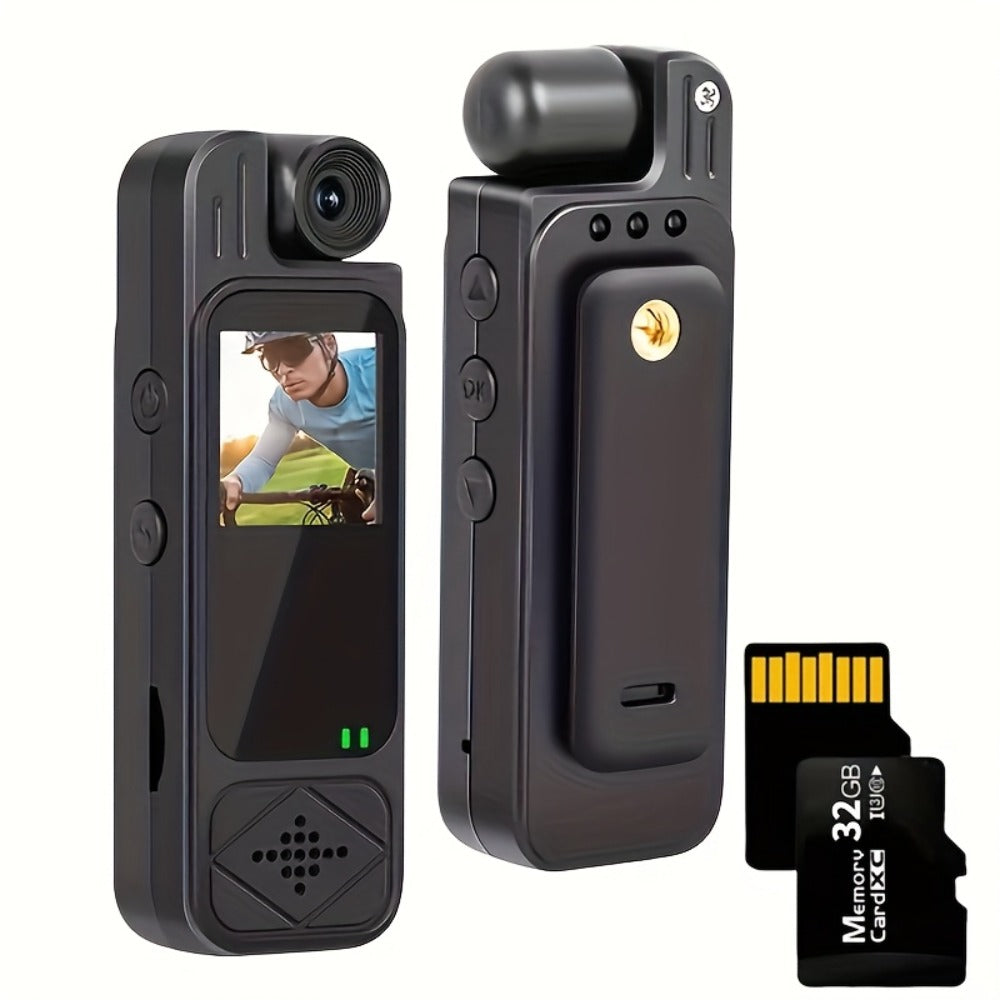 Body Camera, 1080P 180° Rotating Lens Portable Handheld Camcorder, Compact Video Recorder for Vlogging Travel Meetings Celebrations