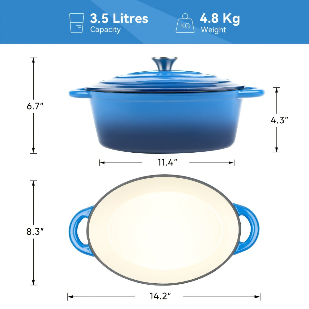 Dutch Oven Cookware by Uyi, 4.5QT Enameled Cast Iron Pot with Lid, Dual Handles and Four Color Options