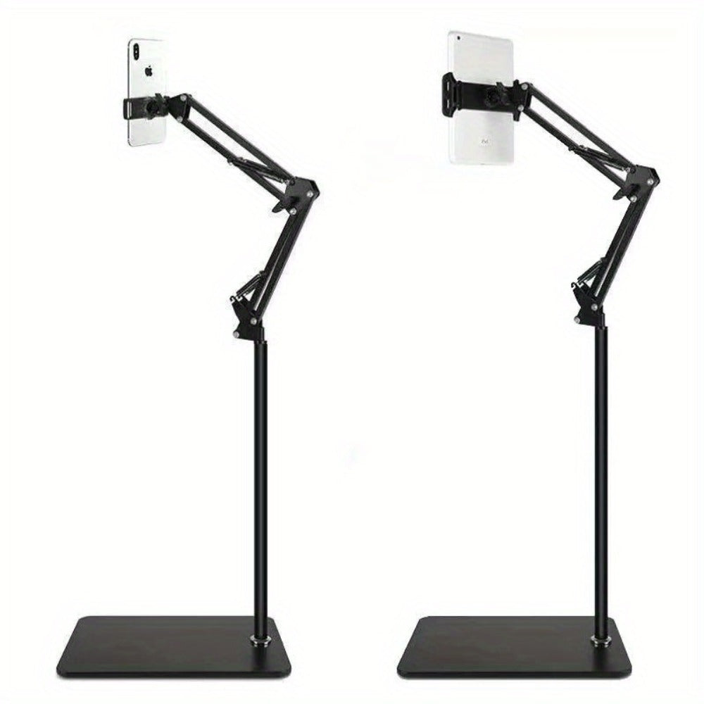 Phone Stand with Flexible Gooseneck Arm and Rotating Holder, 68.9-Inch Metal Support for Hands-Free Viewing